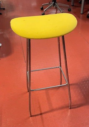 Yellow Upholstered Chrome Base Stool