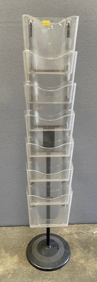 Perspex 7 Compartment Leaflet Holder with Black Base