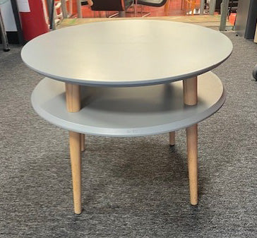 Grey Round Oak Leg 2 Tier Coffee Table