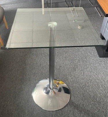 Glass & Chrome Pedestal Base Square Poser Table