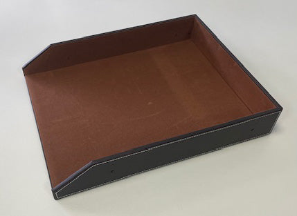 Dark Brown Leather In Out Tray