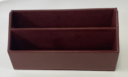 Brown Leather Desk Top File Rack