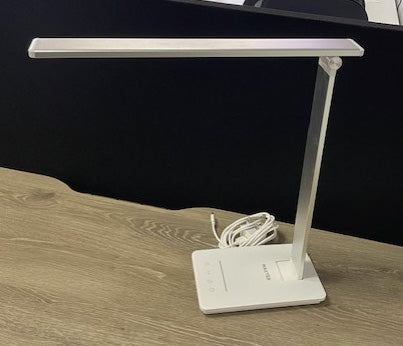 Mater White & Silver Folding LED Desk Lamp with Touch Control