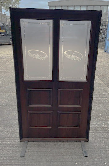 Wooden 2 Glass Panel Freestanding Screen & Feet
