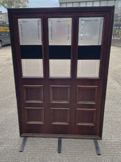 Wooden 3 Glass Panel Freestanding Screen & Feet