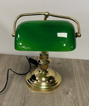 Gold & Green Shade Desk Top Lamp