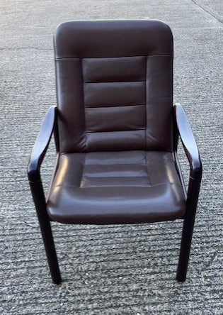 Brown Leather & Dark Wood Chair