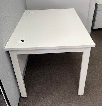 White Bench Leg Desk with Modesty Panel 1600 x 800