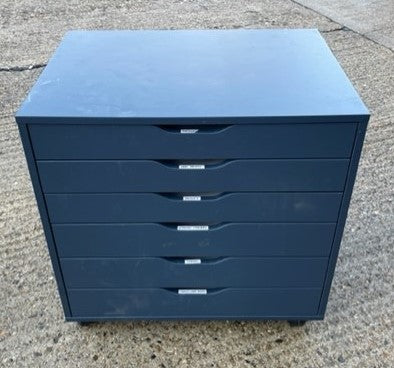 Blue 6 Draw Storage Unit on Wheels