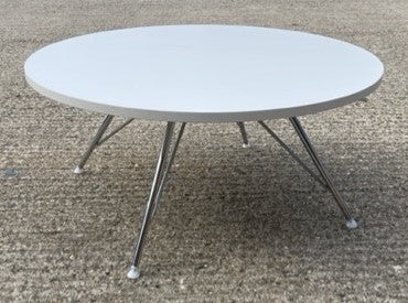 Boss Design White Circular 800 Chrome Legs Coffee Table