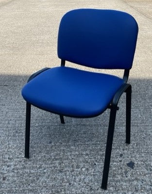 Blue Vinyl Black Frame Stacking Chair