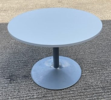White Pedestal Base Table Chrome Base