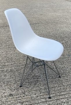 White & Chrome Frame Rounded Back Chair