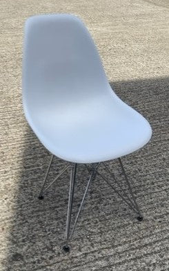 White & Chrome Frame Rounded Back Chair