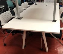 White Boardroom Table With Wire Management Hole 2400 x 1000