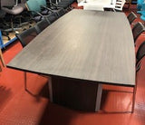 Walnut Aerofoil Barrel Shaped Boardroom Table
