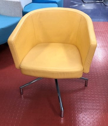 Yellow Leather & Chrome Leg Reception Chair