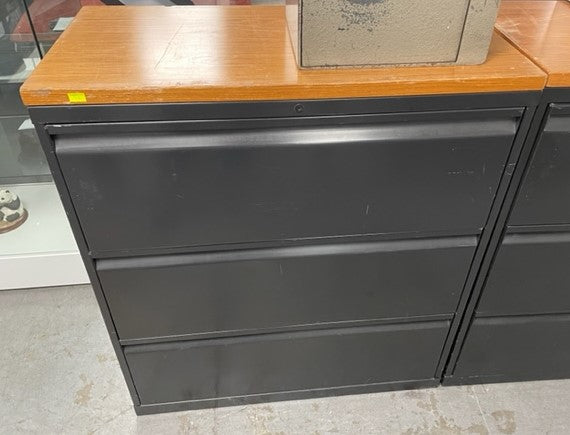 Black 3 Drawer Side Filer With Beach Top