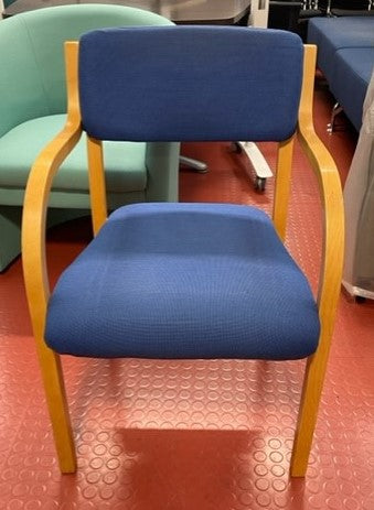 Blue & Wooden Frame Meeting Chair with Arms