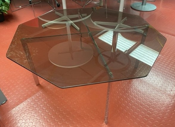 Octagon Glass Silver Frame Coffee Table