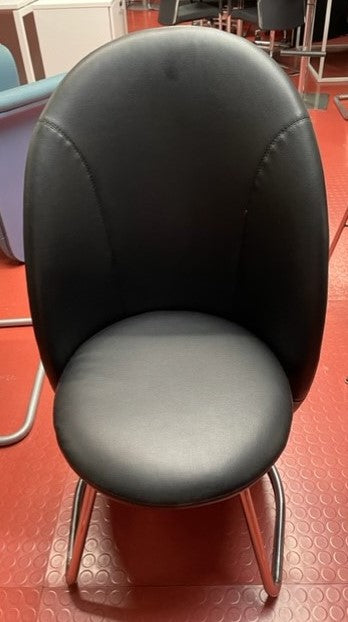 Black Leather & Chrome Tub Chair