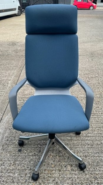 Blue Upholstered High Back Chair
