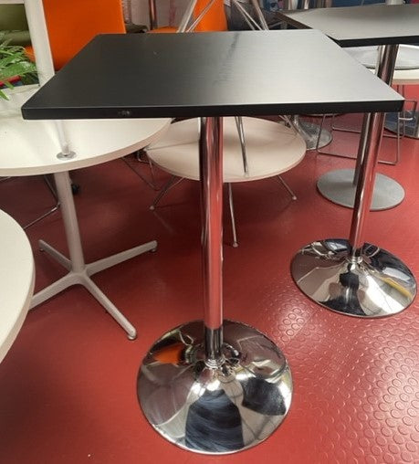 Black & Chrome Pedestal Base Square Poser Table