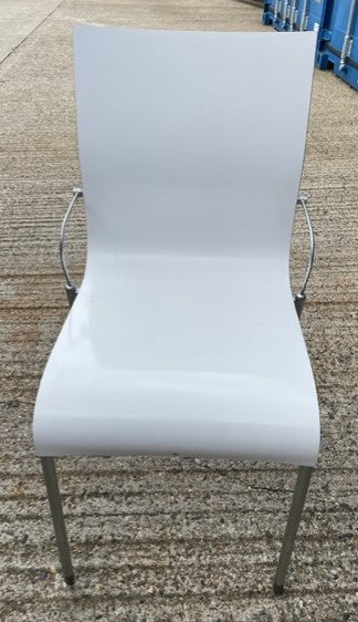 White Wood & Chrome Leg Chair