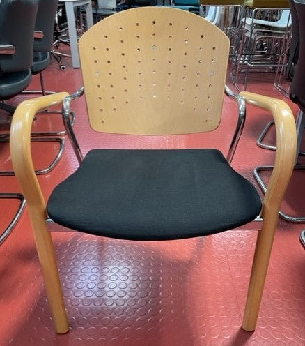 Black Seat Wood & Chrome Frame Chair