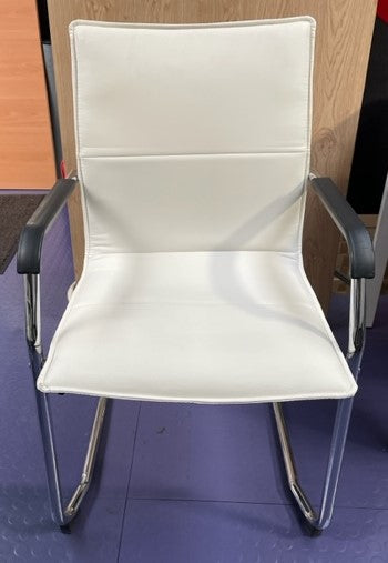 White Leather & Chrome Frame Chair