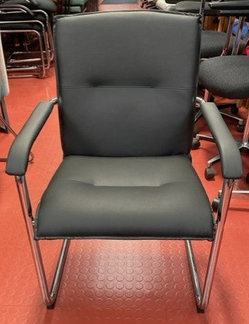 Black Leather & Chrome Frame Chair