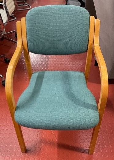 Light Green & Wooden Meeting Chair with Arms