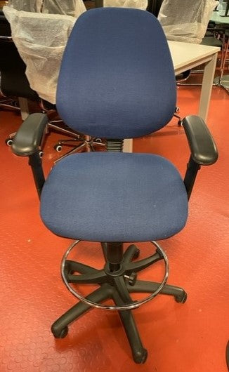 Dark Blue Upholstered Draughtsman Chair