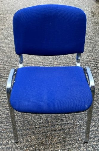 Blue Upholstered Chrome Frame Stacking Chair