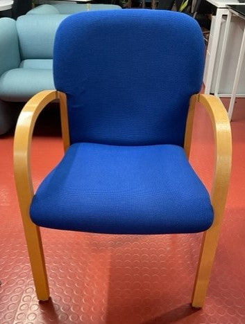 Blue & Wooden Frame High Back Meeting Chair