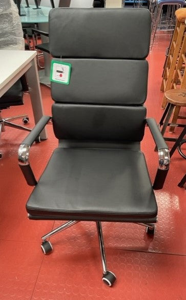 Black Leather Padded High Back Desk Chair