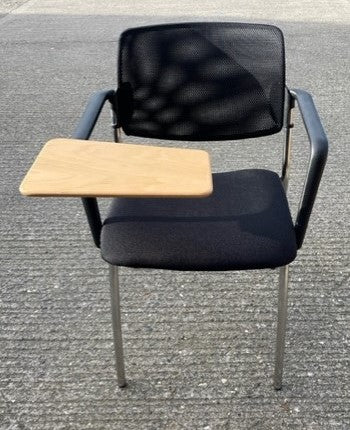 Black Mesh Chair With Writing Tablet And Arm