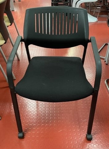 Black Mesh Visitor Chair on Wheels