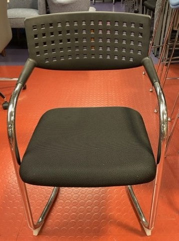 Black & Chrome Black Perforated Back Chair