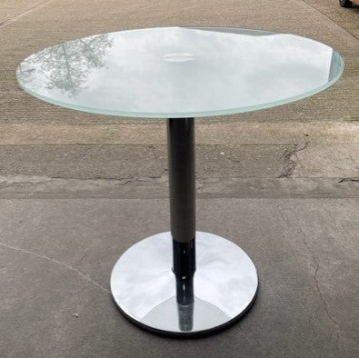 Frosted Glass Chrome Pedestal Base Table