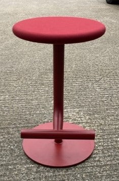 Red Upholstered Metal Base High Stool