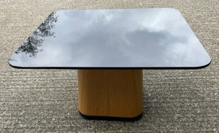 Allermuir Black Glass & Wood Base Square Coffee Table