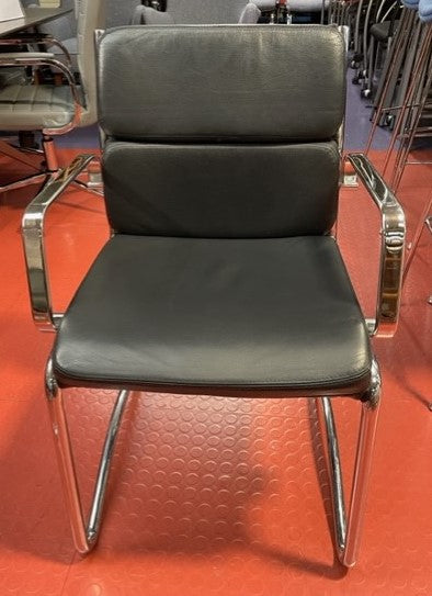 Black Italian Pad Back Side Chair Cantilever Base