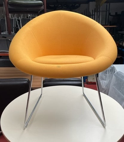 Yellow Upholstered & Chrome Leg Tub Chair