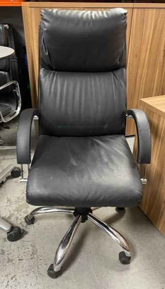 Back Leather Round Arm Executive Desk Chair