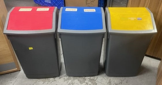 Black Plastic Coloured Lid Push Recycle Bins