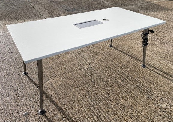 White Boardroom Table With Cable Managment