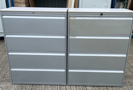 Grey 4 Drawer Side Filer With White Top