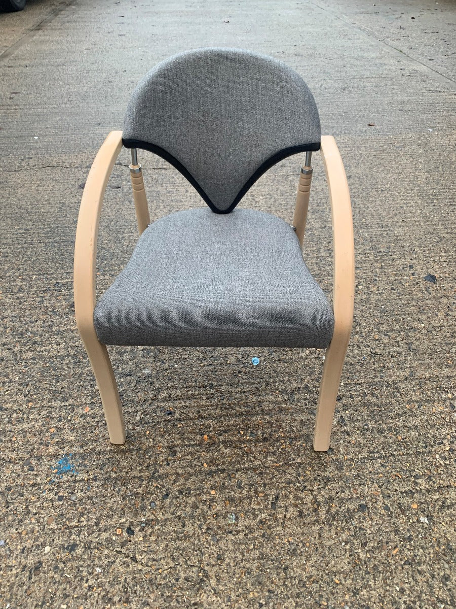 Grey & Wooden Visitor Chair