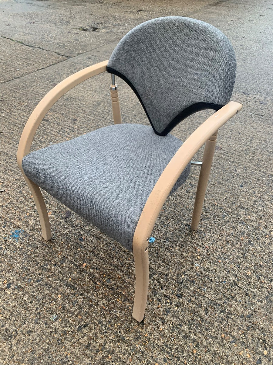 Grey & Wooden Visitor Chair